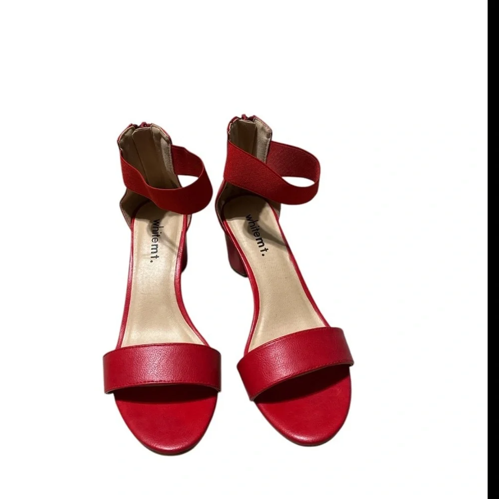 White Mountain Red Block Heel Sandals Size 7 - Picture 2 of 9